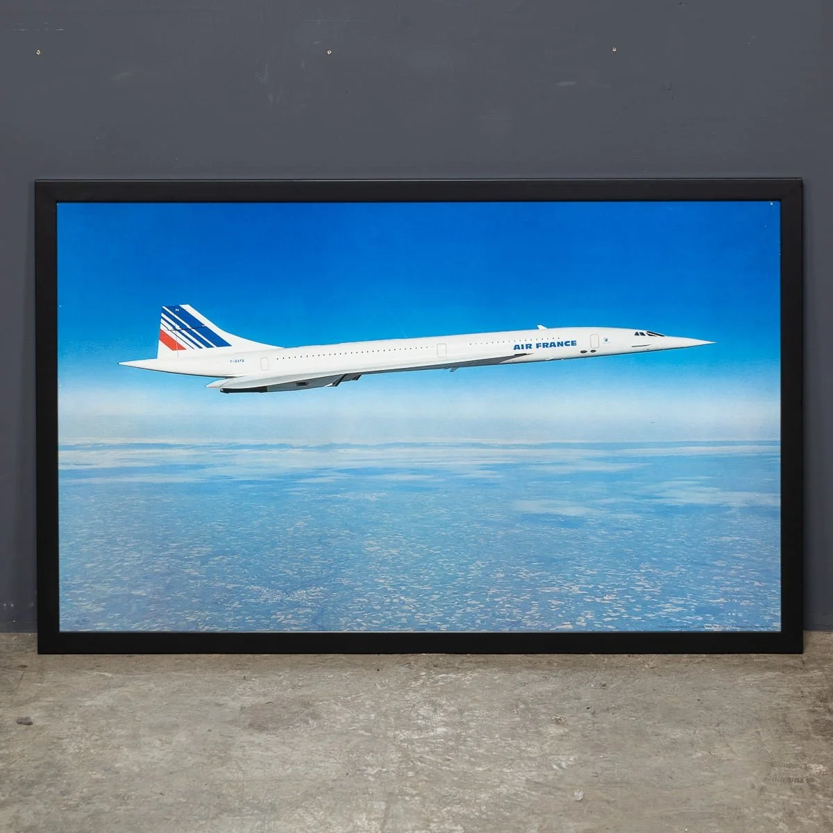 VINTAGE 20thC FRAMED POSTER OF AN AIR FRANCE CONCORDE c.1980